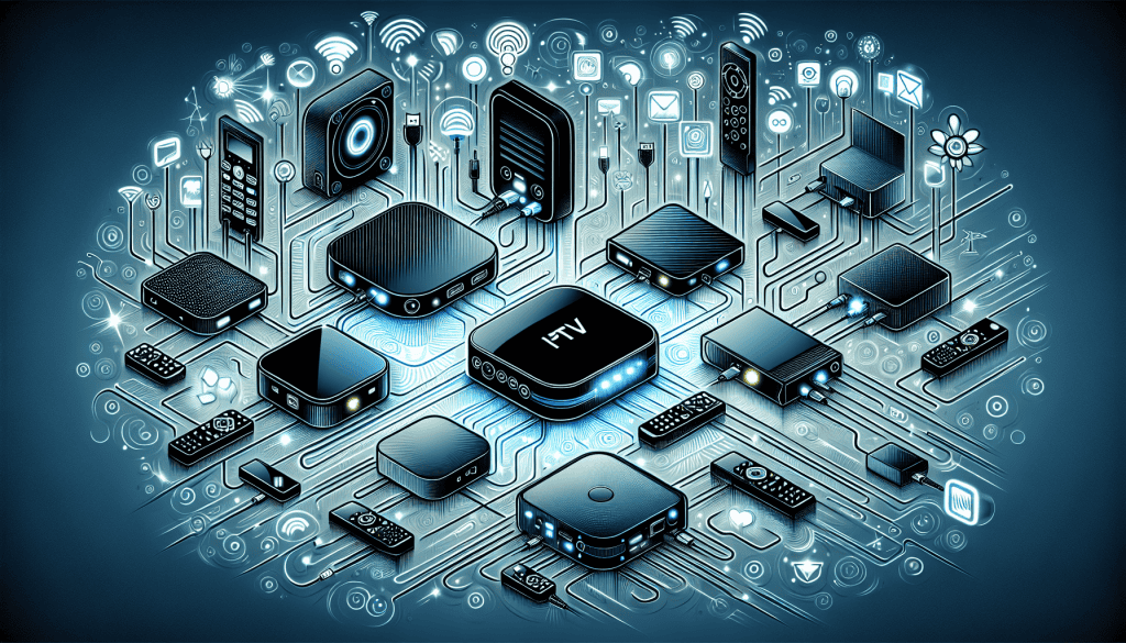 Een afbeelding van verschillende IPTV boxen en hun functies.