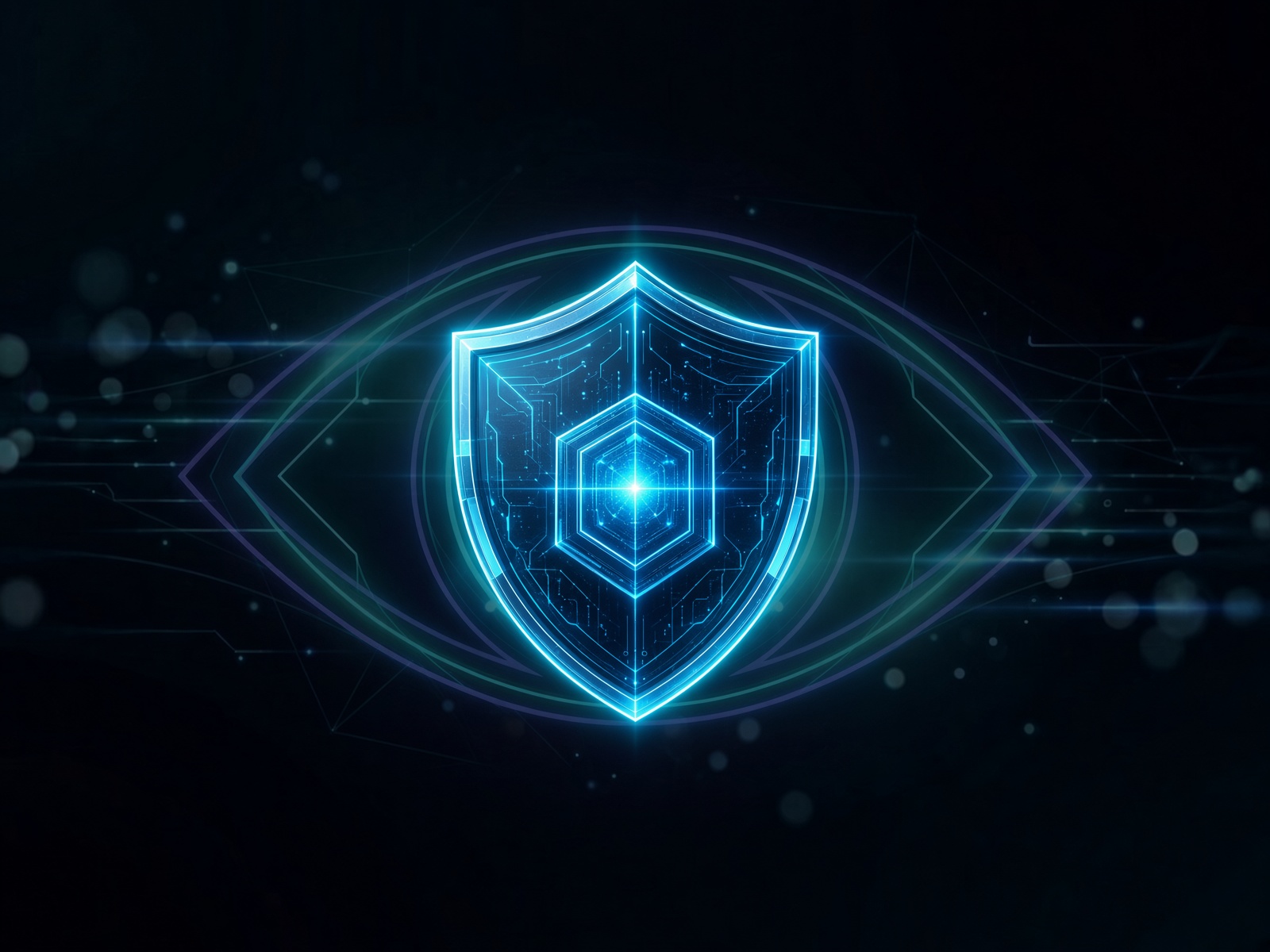 VPN voor IPTV – gloeiend schild in futuristisch oog